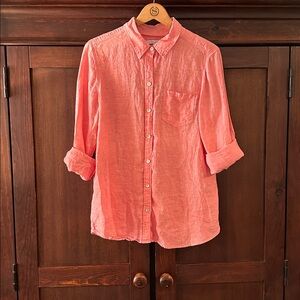 Foxcroft, Women’s 100% linen, button down shirt